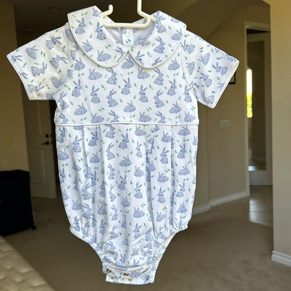 Lila &Hayes collared blue bunny romper